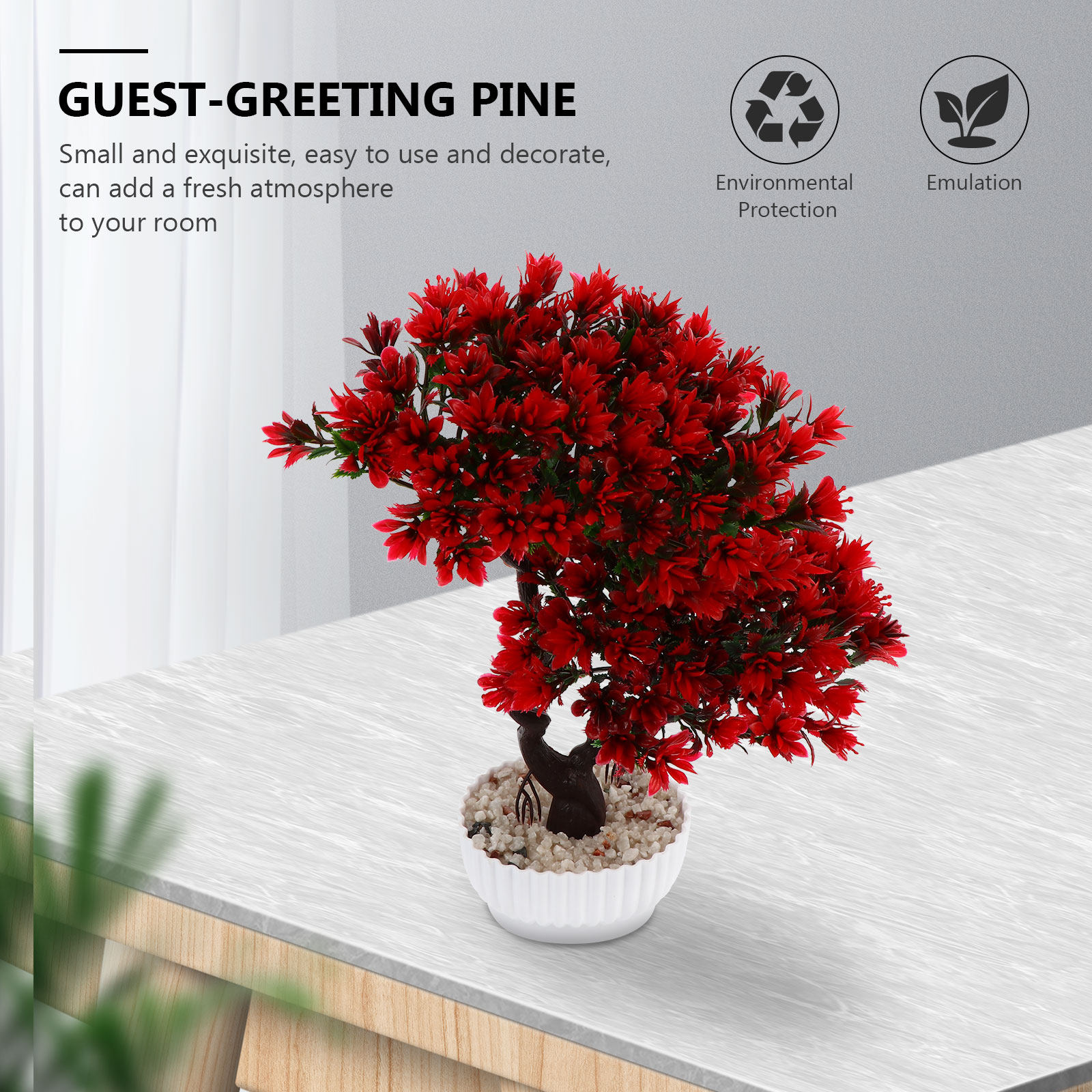 Home Office Guest Room - 1Pcs Artificial Bonsai Guest-Greeting Pine Simulation