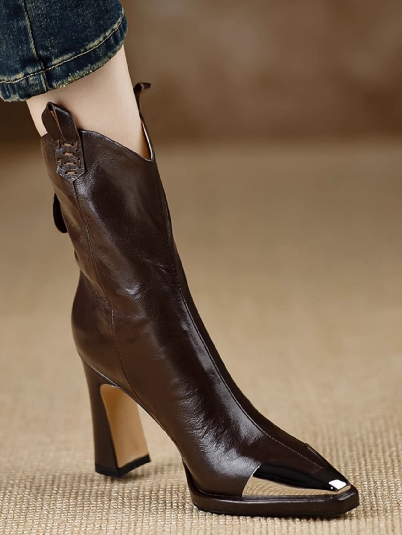 Home Office Head - Women's Fashion Thick Heel Single Boots