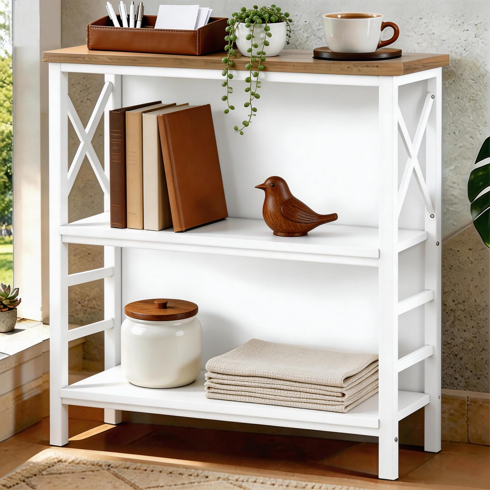 Home Office Industrial Design - 3-Tier Industrial Bookshelf With Metal Frame