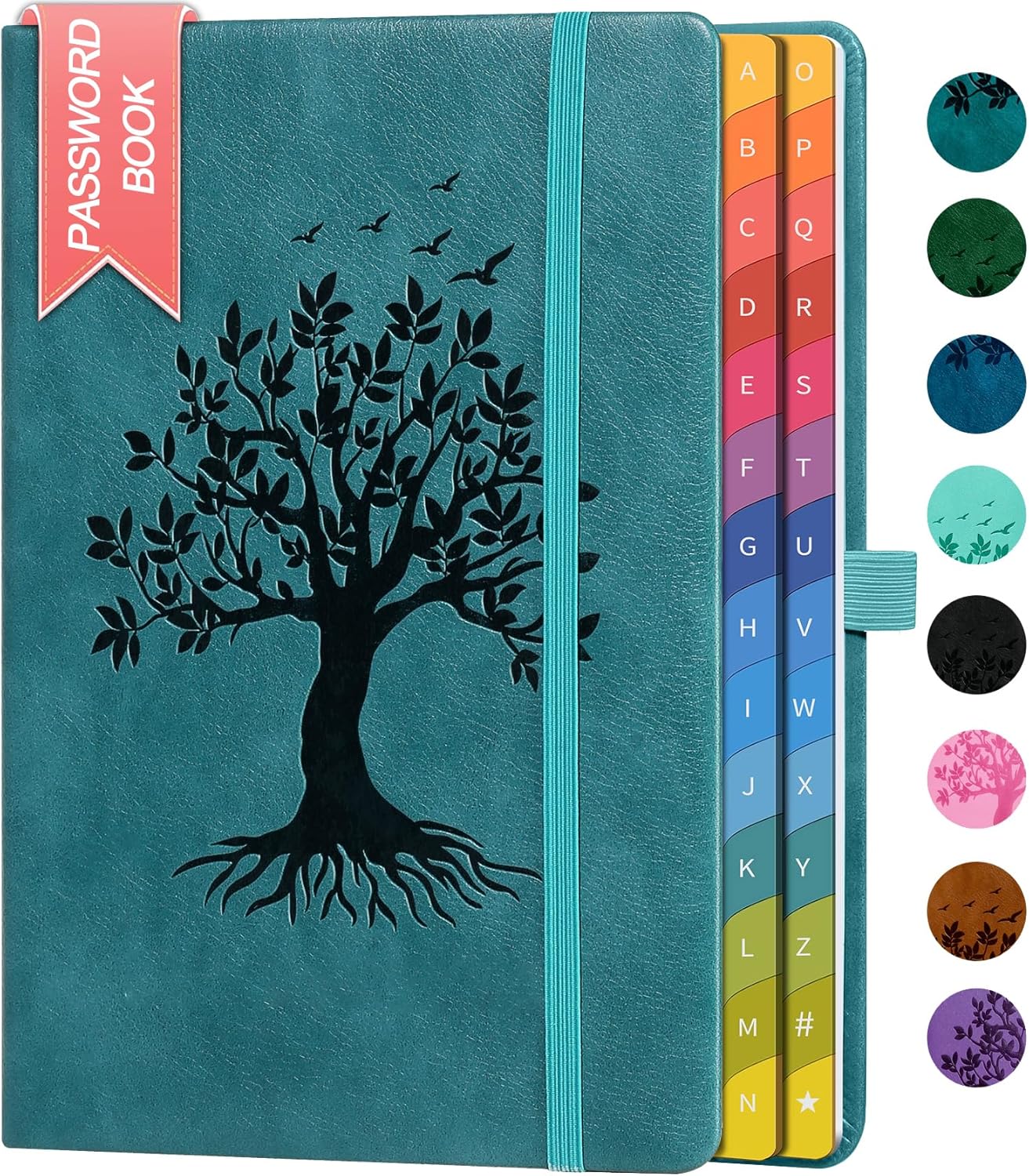 Home Office Login - Password Book with Colorful Alphabetical Tabs,