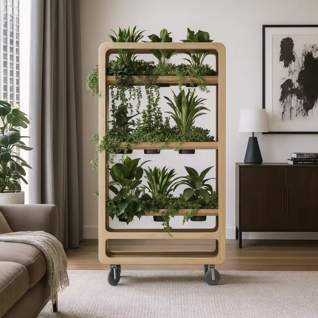 Home Office With Plants - Mobile Plant Stands with Melamine Surface