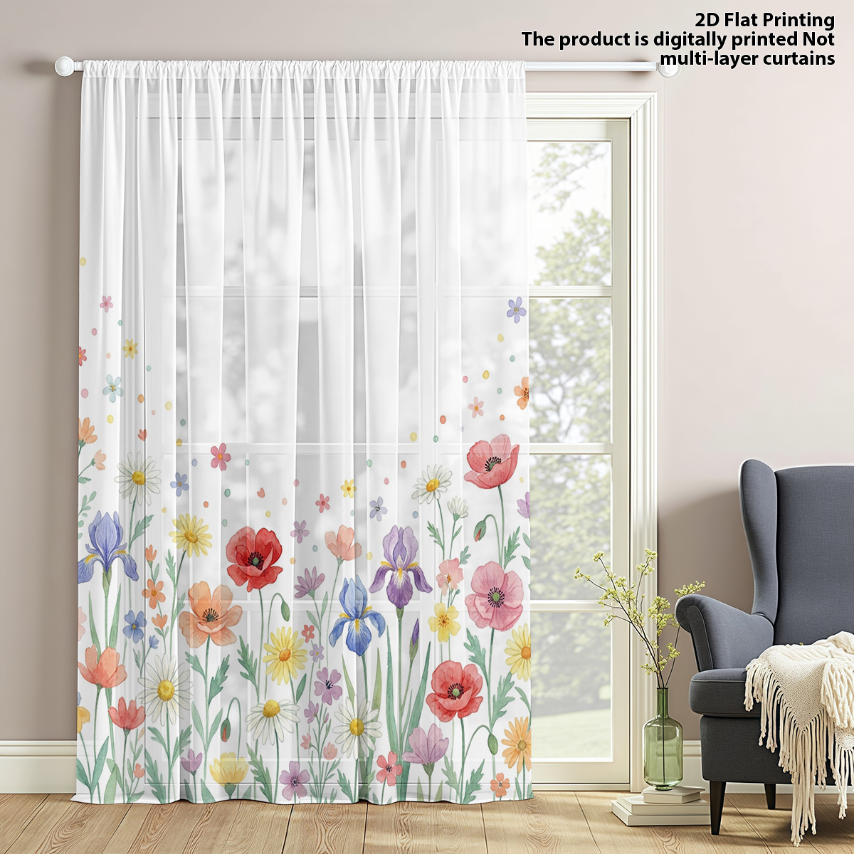 Floral Privacy Sheer Curtain,G - Home Office With Plants review and price