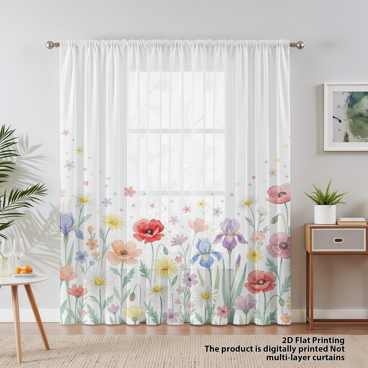 Floral Privacy Sheer Curtain,G - Home Office With Plants review and price