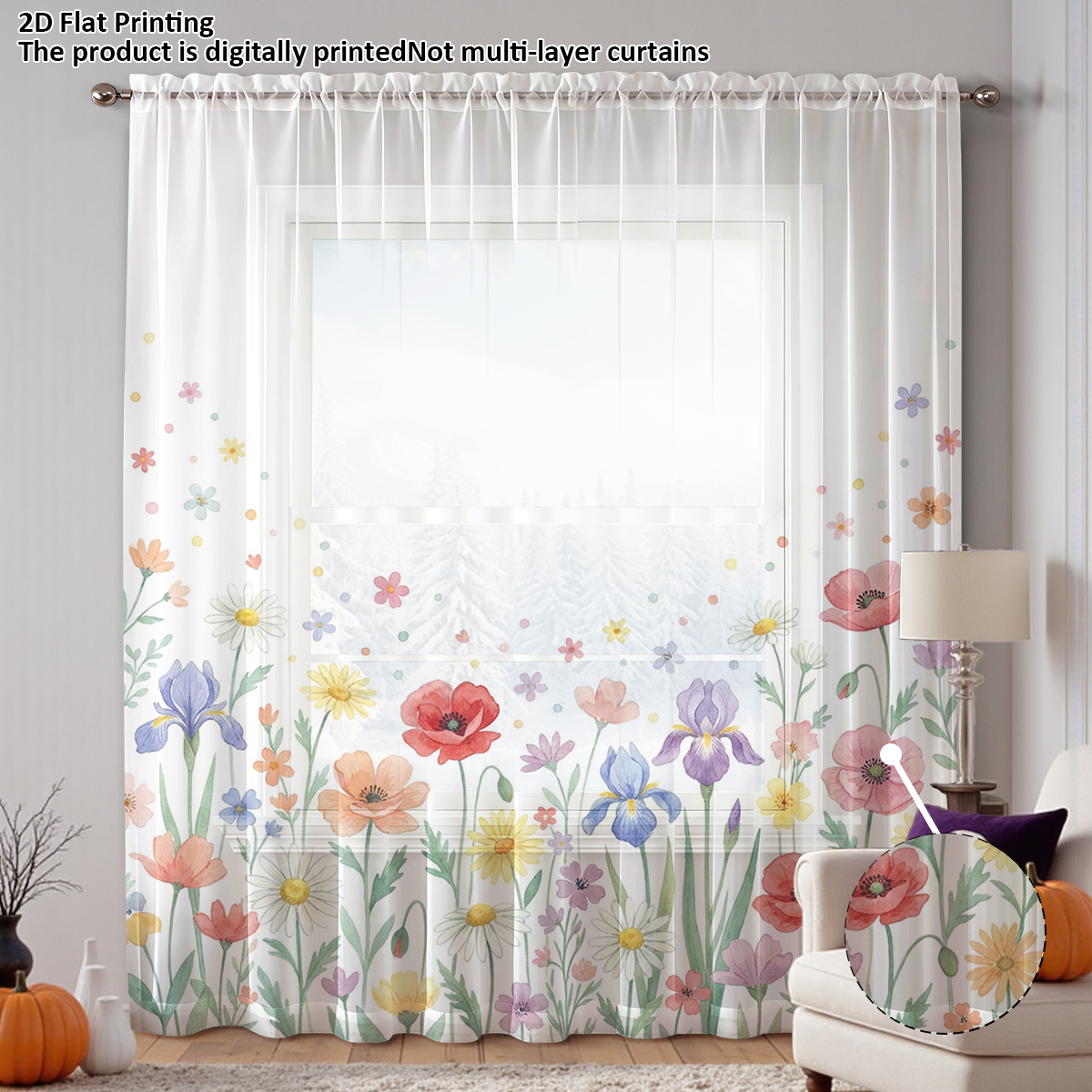 Floral Privacy Sheer Curtain,G - Home Office With Plants review and price