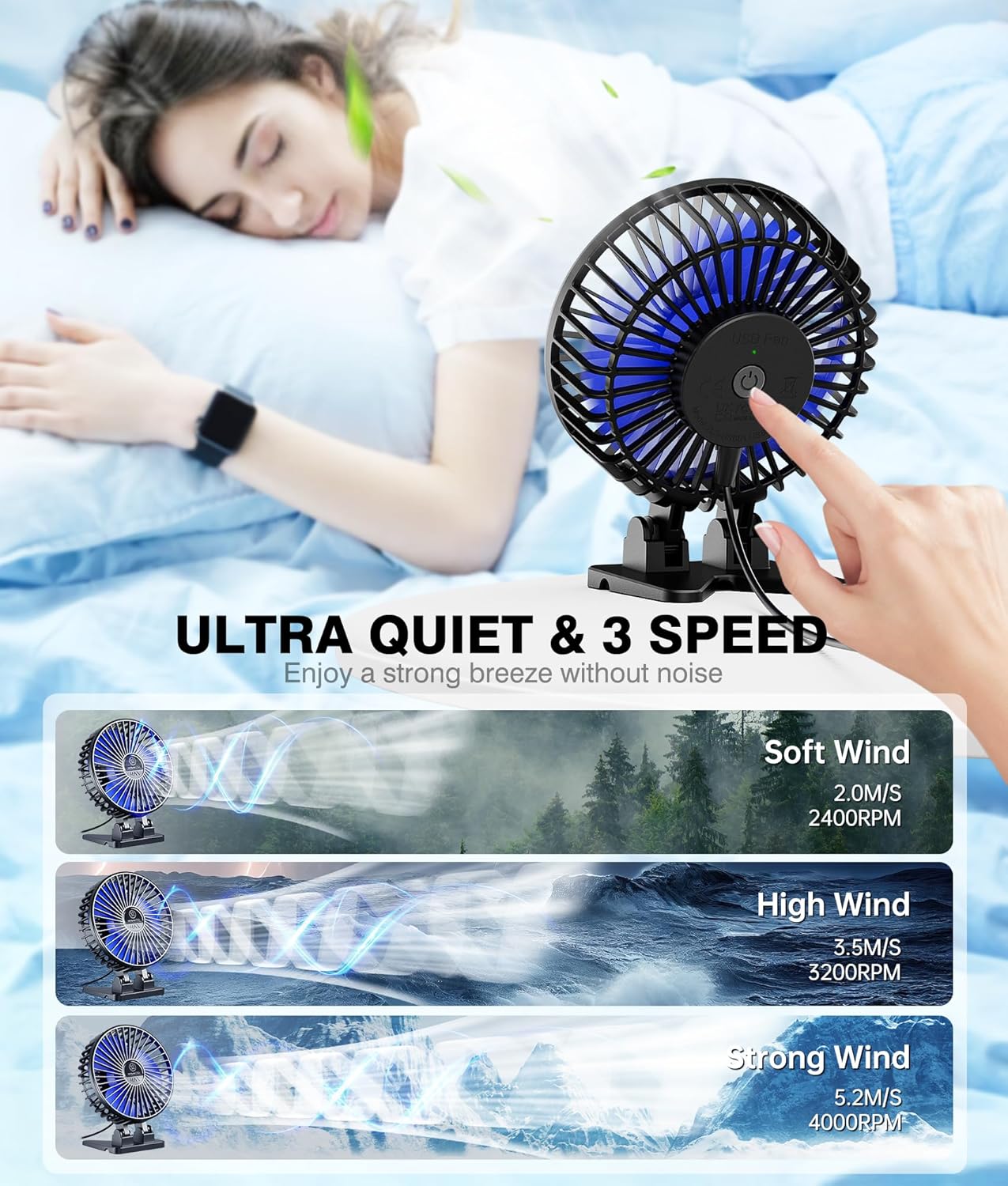 Mini USB Desk Fan, Portable 3- - Usb Desk Fan review and price