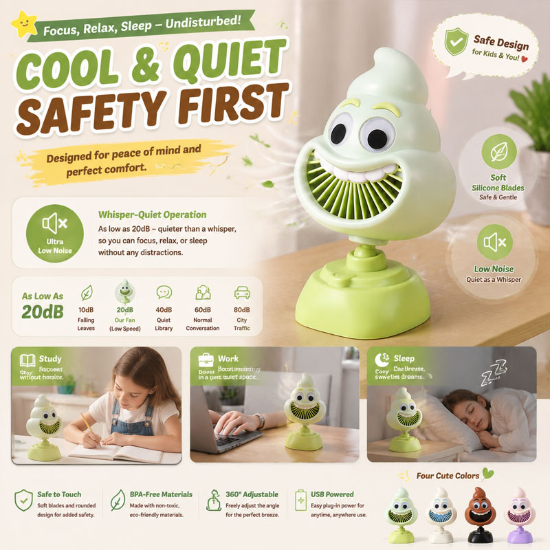 Funny Poop Emoji Mini Desktop  - Usb Desk Fan review and price
