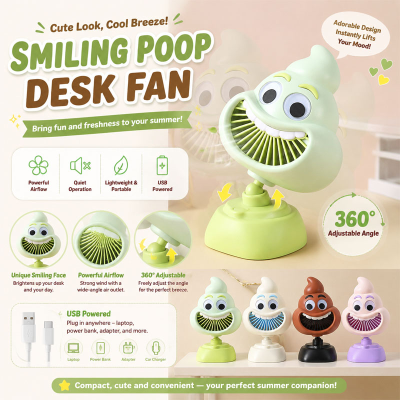 Funny Poop Emoji Mini Desktop  - Usb Desk Fan review and price