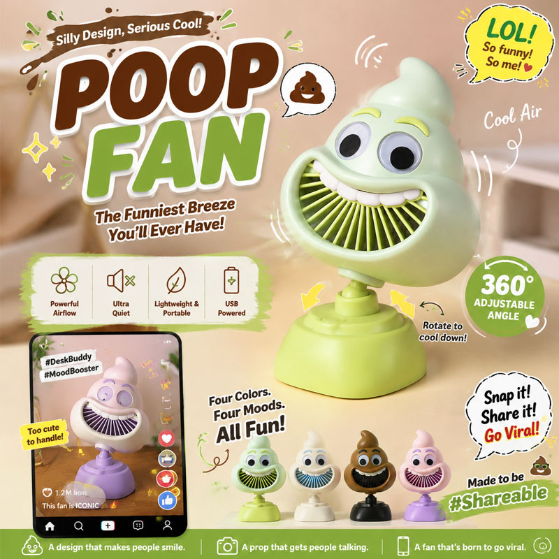 Funny Poop Emoji Mini Desktop  - Usb Desk Fan review and price