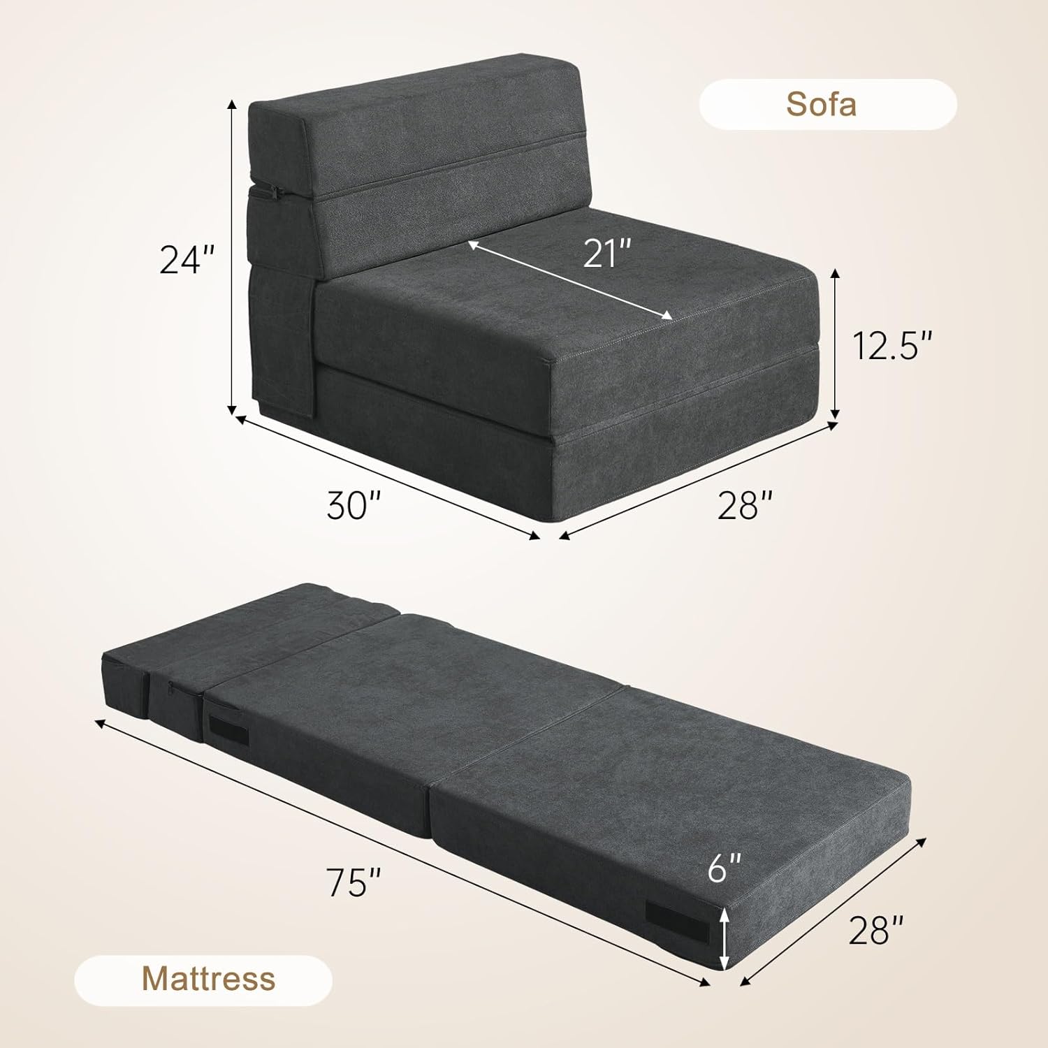 Folding Sofa Bed Single Size w - Home Office Guest Room review and price