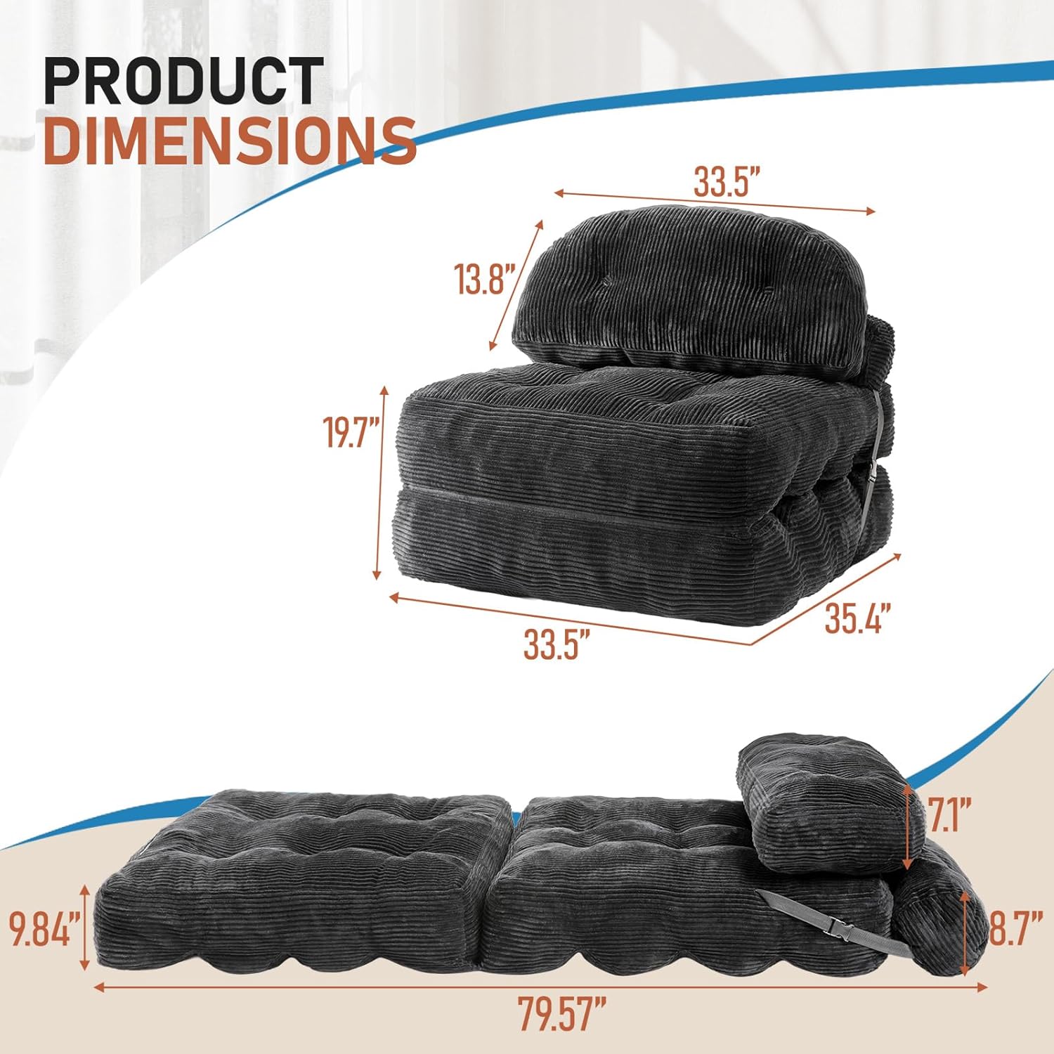 Foldable Sofa Bed with Back Su - Home Office Guest Room review and price
