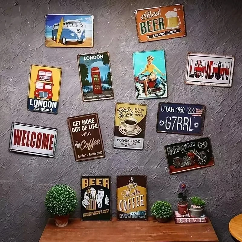 Vintage Metal Tin Sign Wall De - Home Office Guadalajara review and price