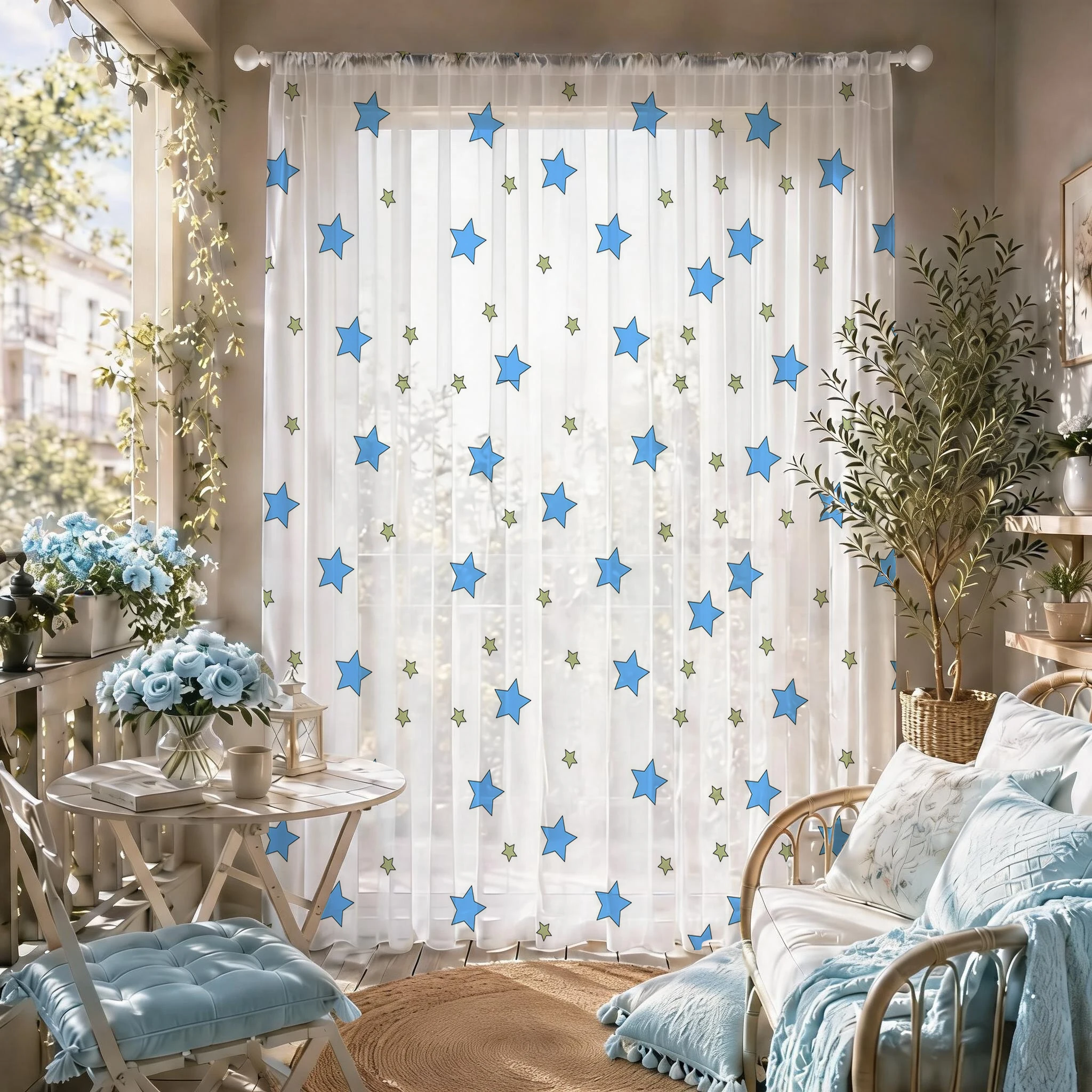 Blue Star Modern Gradient Shee - Home Office With Plants review and price