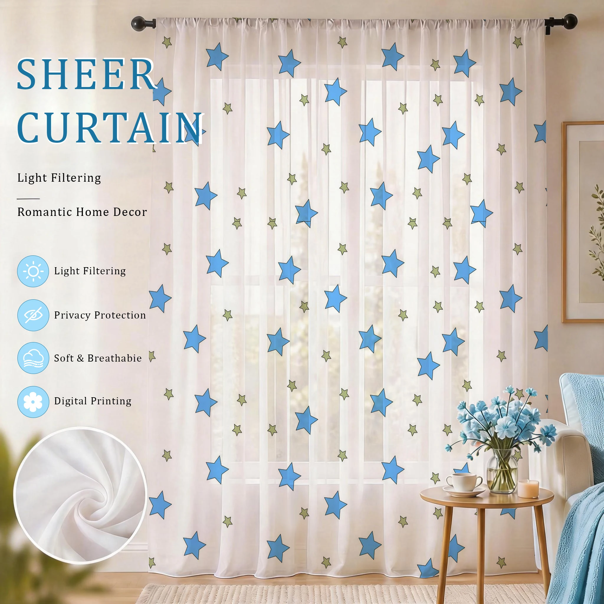 Blue Star Modern Gradient Shee - Home Office With Plants review and price